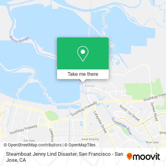 Mapa de Steamboat Jenny Lind Disaster