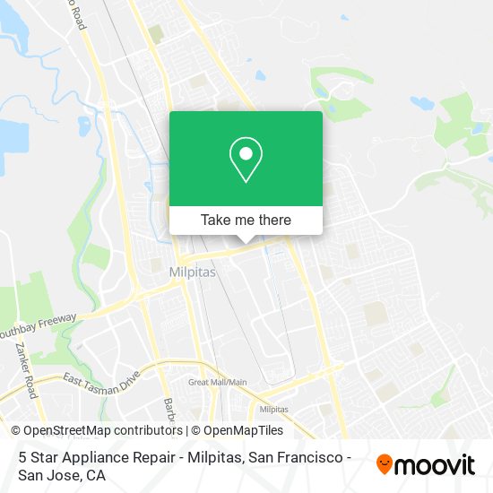 Mapa de 5 Star Appliance Repair - Milpitas