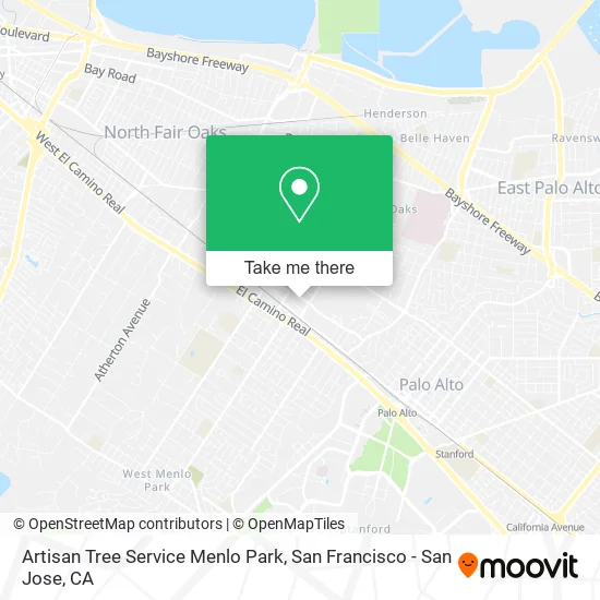 Artisan Tree Service Menlo Park map