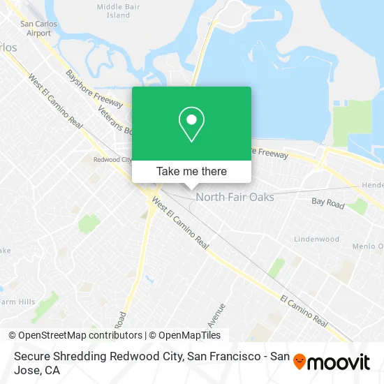 Secure Shredding Redwood City map