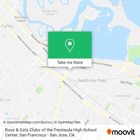 Boys & Girls Clubs of the Peninsula High School Center map
