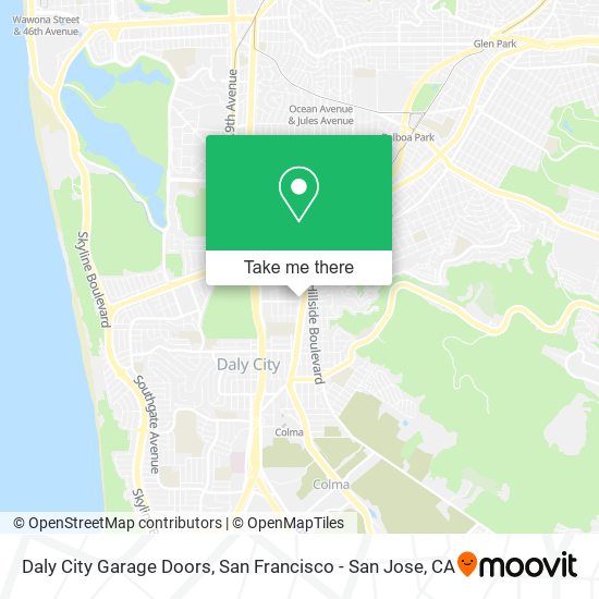 Mapa de Daly City Garage Doors