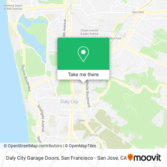 Mapa de Daly City Garage Doors