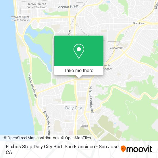 Flixbus Stop Daly City Bart map