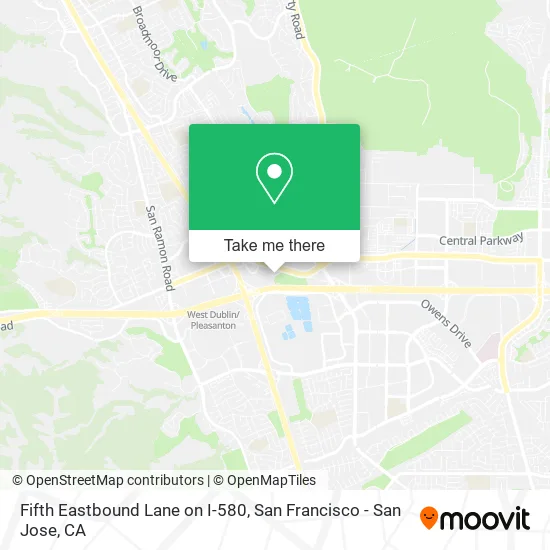 Mapa de Fifth Eastbound Lane on I-580