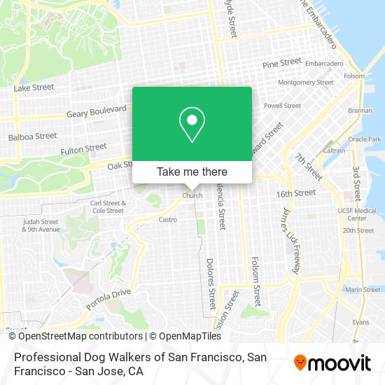 Professional Dog Walkers of San Francisco map