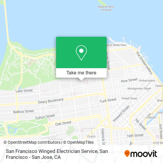 San Francisco Winged Electrician Service map