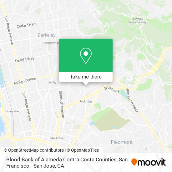 Blood Bank of Alameda Contra Costa Counties map