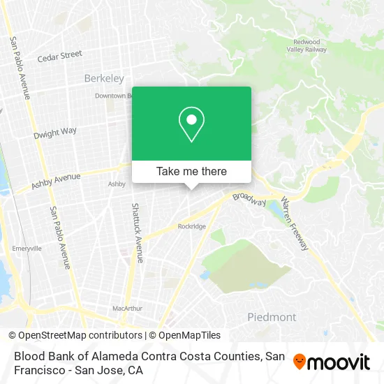 Blood Bank of Alameda Contra Costa Counties map