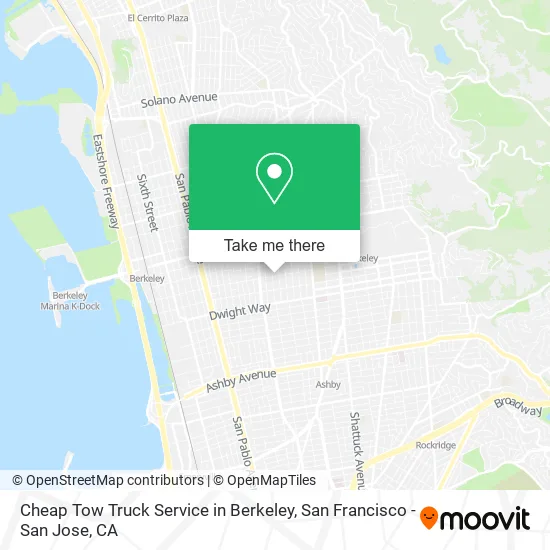 Mapa de Cheap Tow Truck Service in Berkeley