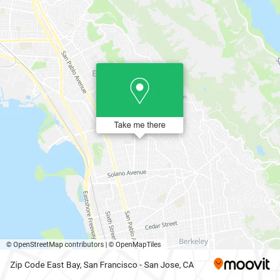 Zip Code East Bay map