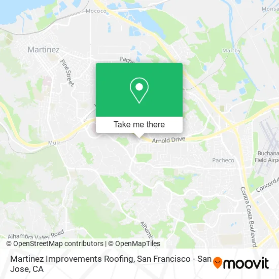 Martinez Improvements Roofing map