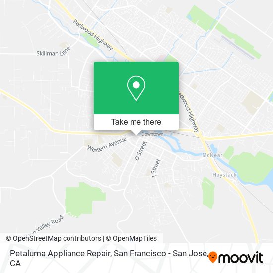 Petaluma Appliance Repair map