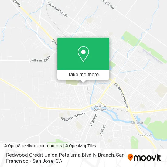 Redwood Credit Union Petaluma Blvd N Branch map