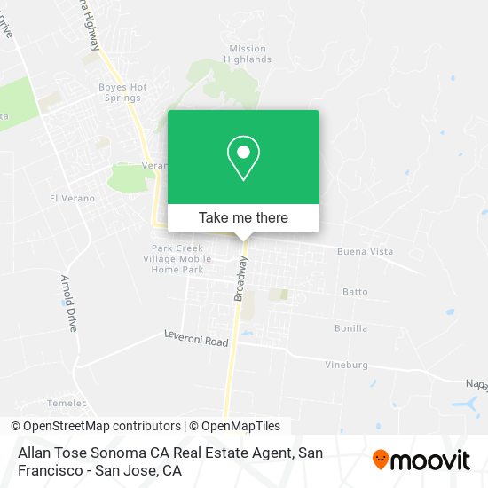 Allan Tose Sonoma CA Real Estate Agent map