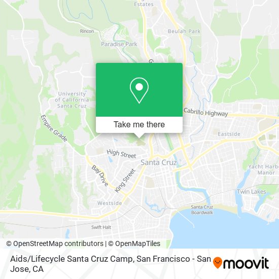 Mapa de Aids/Lifecycle Santa Cruz Camp