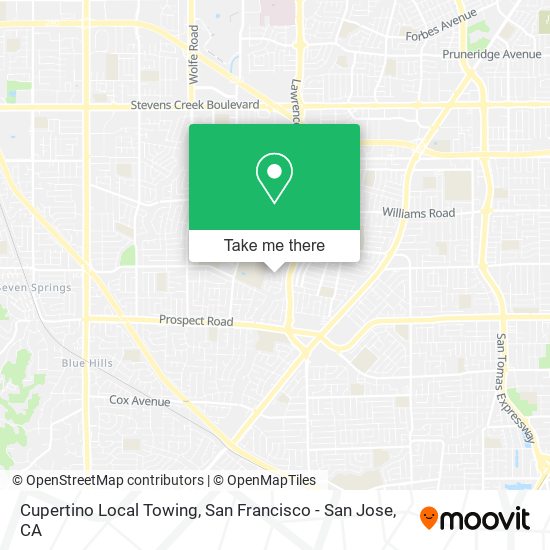 Cupertino Local Towing map