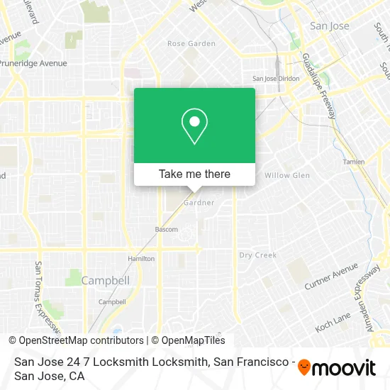 San Jose 24 7 Locksmith Locksmith map