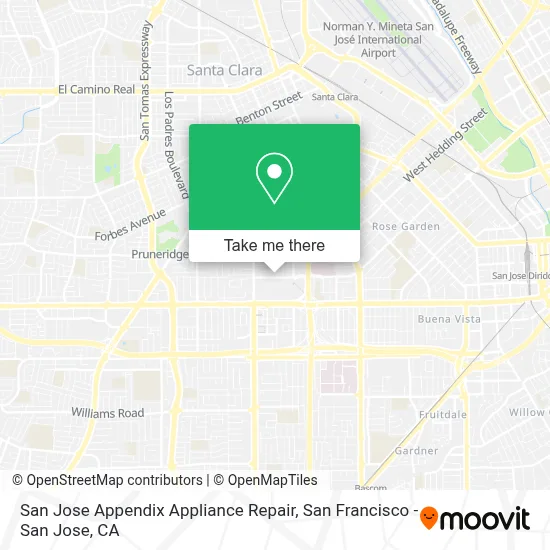 San Jose Appendix Appliance Repair map