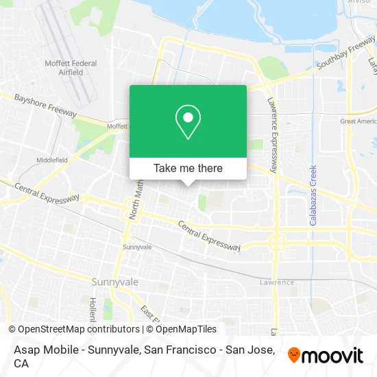 Mapa de Asap Mobile - Sunnyvale