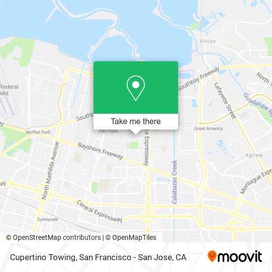 Cupertino Towing map