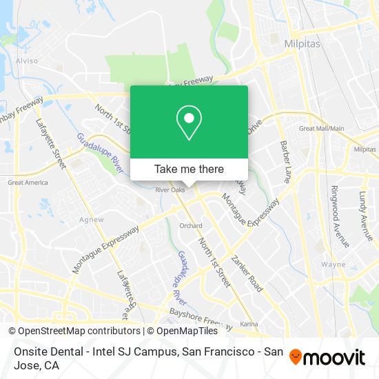 Mapa de Onsite Dental - Intel SJ Campus