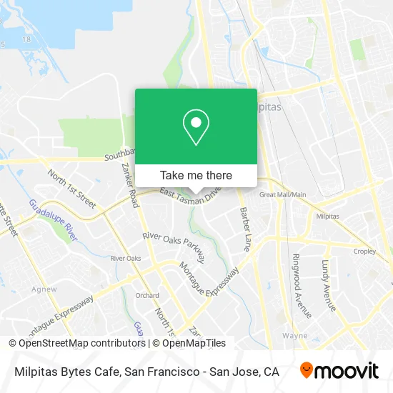 Mapa de Milpitas Bytes Cafe