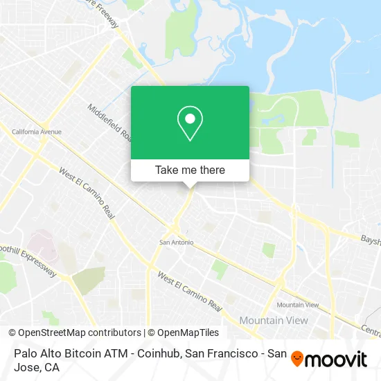 Mapa de Palo Alto Bitcoin ATM - Coinhub