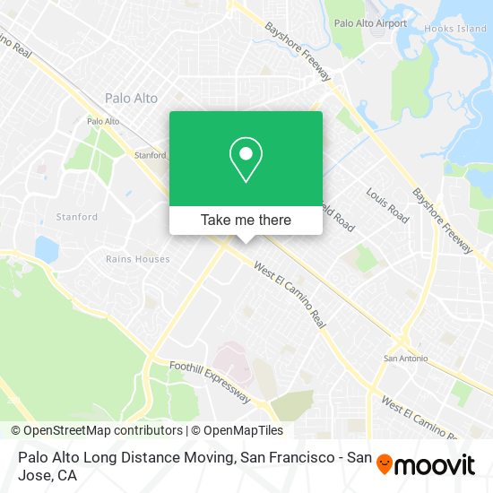 Palo Alto Long Distance Moving map