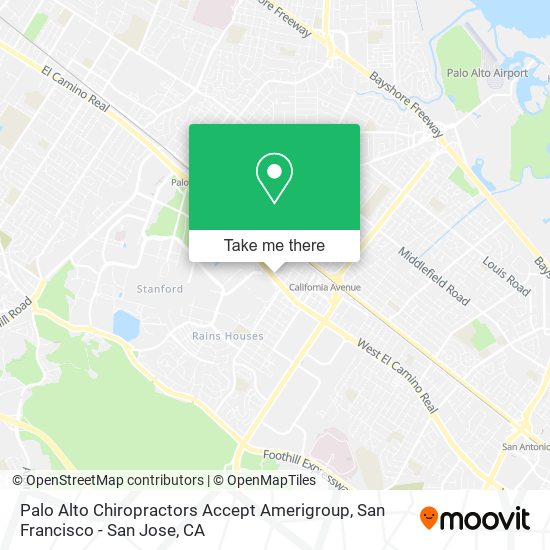 Palo Alto Chiropractors Accept Amerigroup map