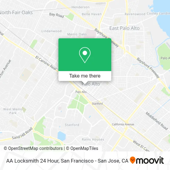 AA Locksmith 24 Hour map