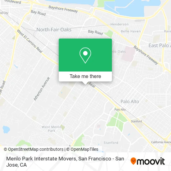 Menlo Park Interstate Movers map