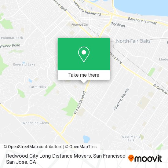 Redwood City Long Distance Movers map