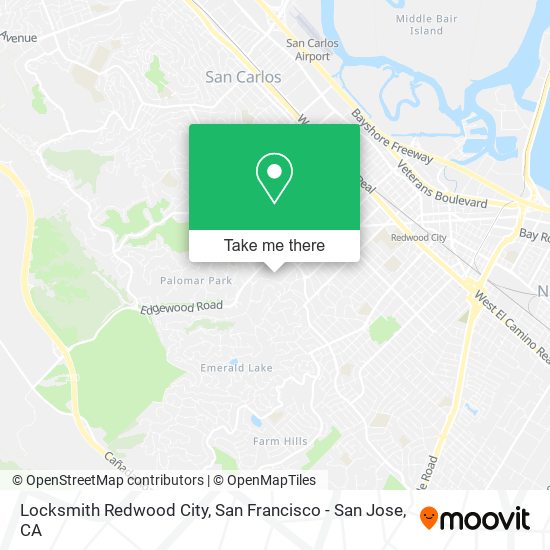 Locksmith Redwood City map