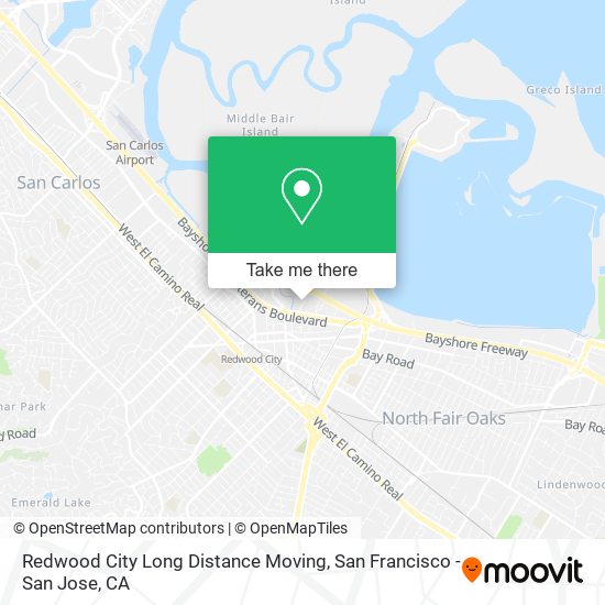 Redwood City Long Distance Moving map