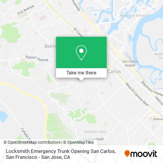 Mapa de Locksmith Emergency Trunk Opening San Carlos