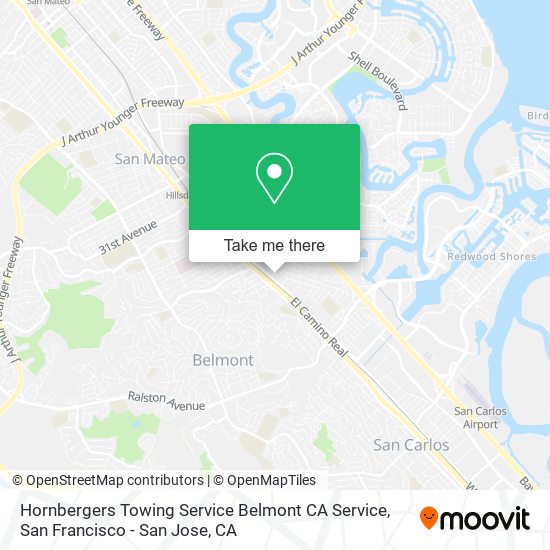 Hornbergers Towing Service Belmont CA Service map