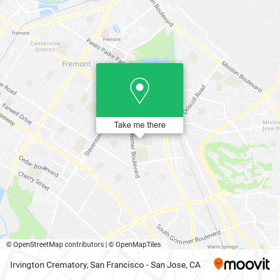 Irvington Crematory map