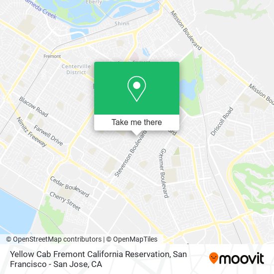 Yellow Cab Fremont California Reservation map