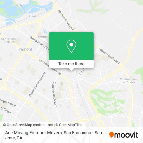 Ace Moving Fremont Movers map