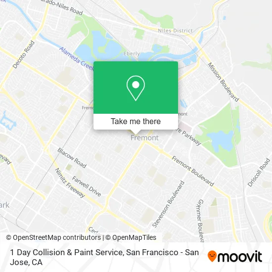 1 Day Collision & Paint Service map