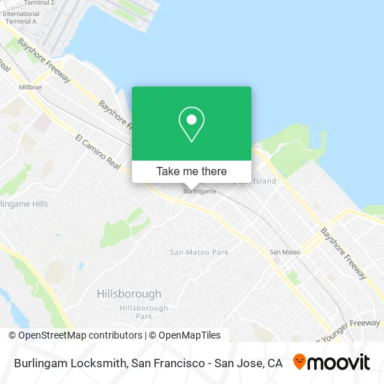 Burlingam Locksmith map