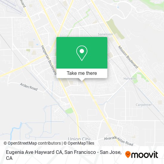 Eugenia Ave Hayward CA map