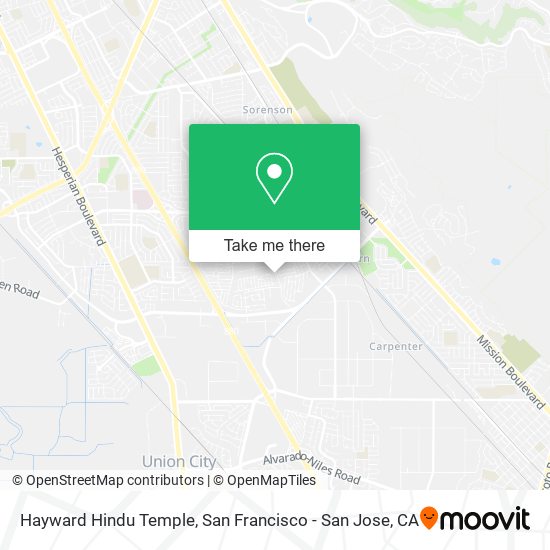Hayward Hindu Temple map