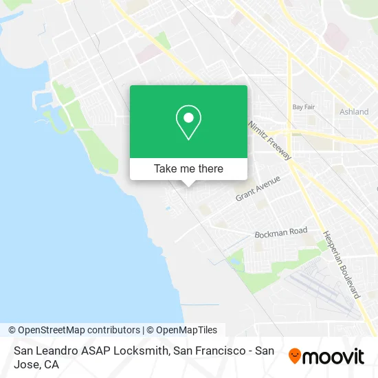 Mapa de San Leandro ASAP Locksmith