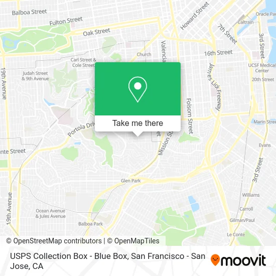 USPS Collection Box - Blue Box map
