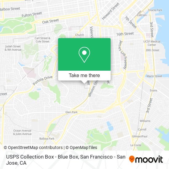 Mapa de USPS Collection Box - Blue Box