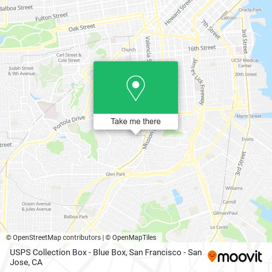 USPS Collection Box - Blue Box map