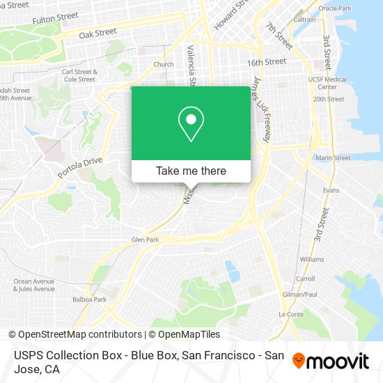 Mapa de USPS Collection Box - Blue Box