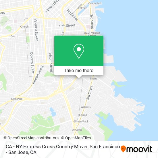 Mapa de CA - NY Express Cross Country Mover